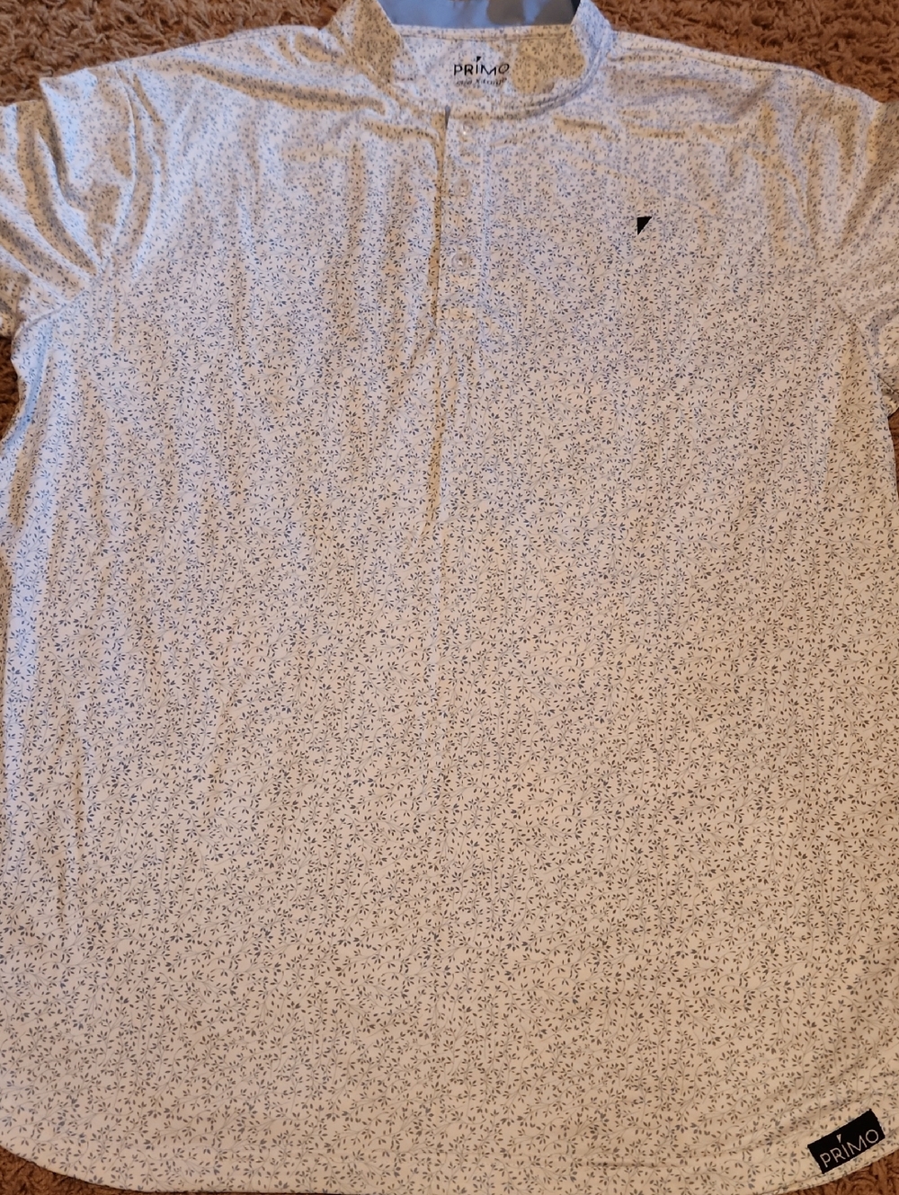 Primo Men’s White Micro-Print Short Sleeve Shirt Golf Shirt Size XL